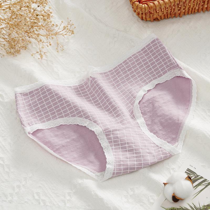 Женские хлопковые трусы со средней посадкой «Таро Пурпурное сердце» из японского таро — дышащие, большого размера для девочек и студентов