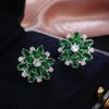 Luxury Sunflower Double-Layer Zircon Women's Stud Earrings - Fashionable Copper Jewelry Accessories