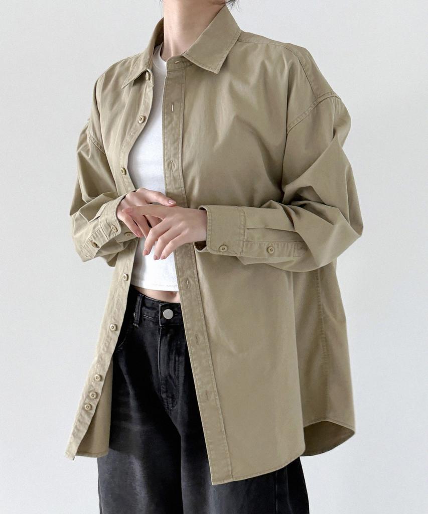ORIGINALDAY Vintage Oversized Pigment Washed Shirt D.Beige