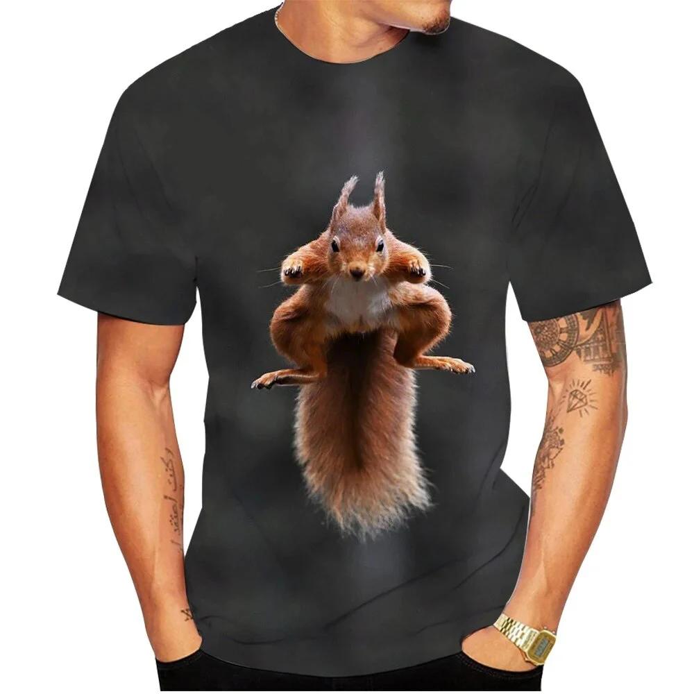 Summer Funny Squirrel 3D Print T-Shirts Streetwear Casual Men Women Fashion Short Sleeve T Shirt O-Neck Male Tees Tops Clothing