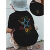 European Sizes Boys' Spring/Summer Casual Fashion Short-Sleeve T-Shirt with Front and Back Print, Stylish Graffiti Star Pattern