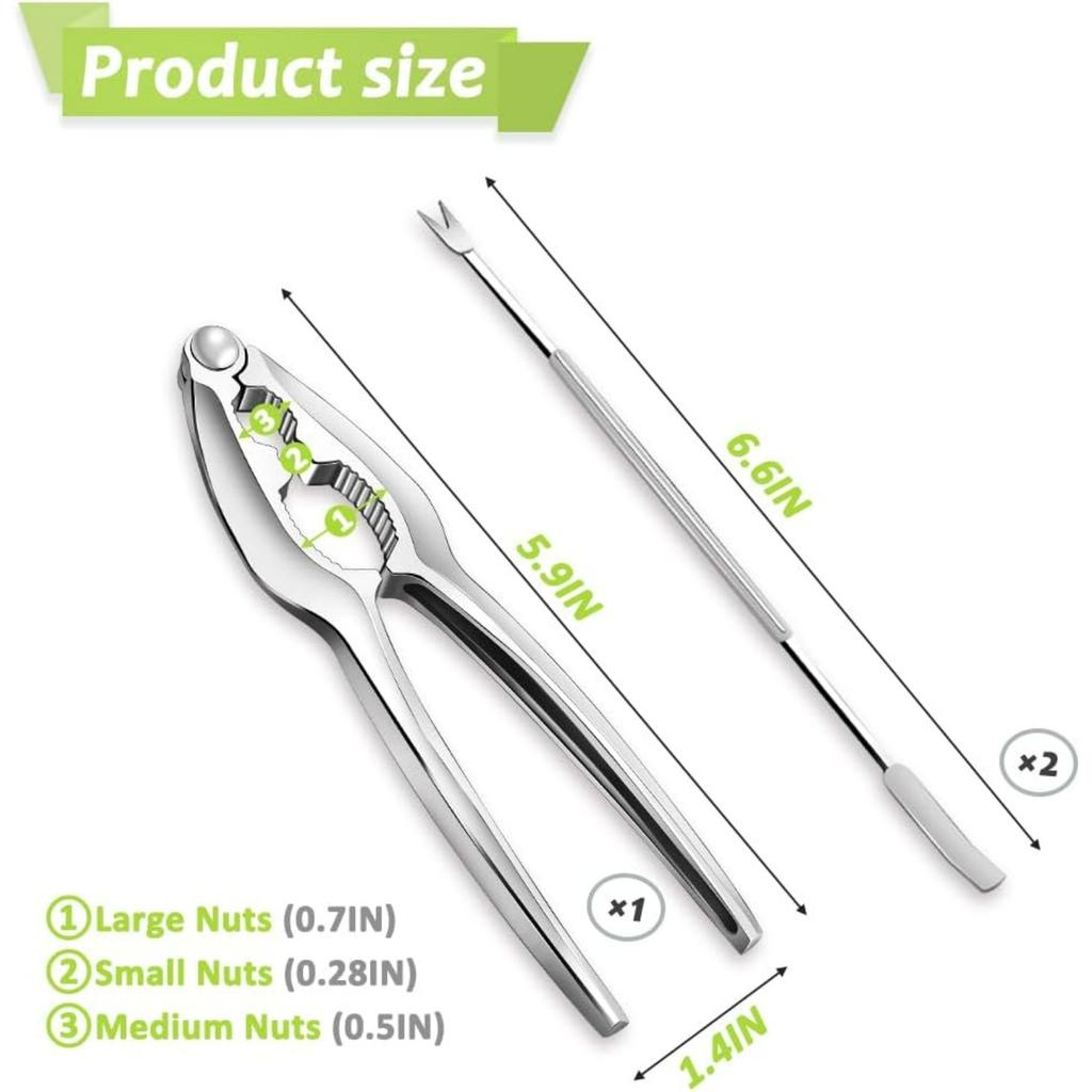 Stainless Steel Crab Leg Tools, including Lobster Cracker and Forks, Heavy Duty Shellfish Nut Cracker Set, Seafood Tools for King Crab Legs Shellfish