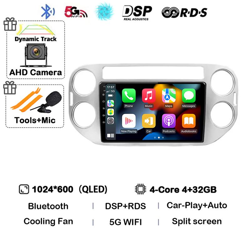 Android 14 Carplay Автомагнитола для VW Volkswagen Tiguan 1 NF 2006 2008-2013 2014 2015 2016 Мультимедиа GPS Видеоплеер Стерео