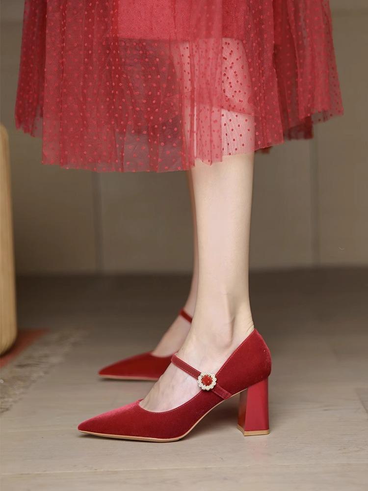 Французские туфли на высоком каблуке женские белые туфли ципао свадебные туфли подружки невесты 2024 новые свадебные туфли можно носить ежедневно туфли на толстом каблуке