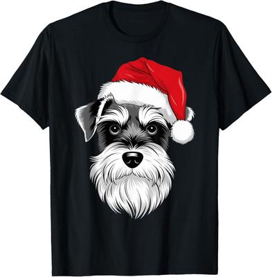 Mini Schnauzer Santa Dog On Miniature Schnauzer Christmas T-Shirt