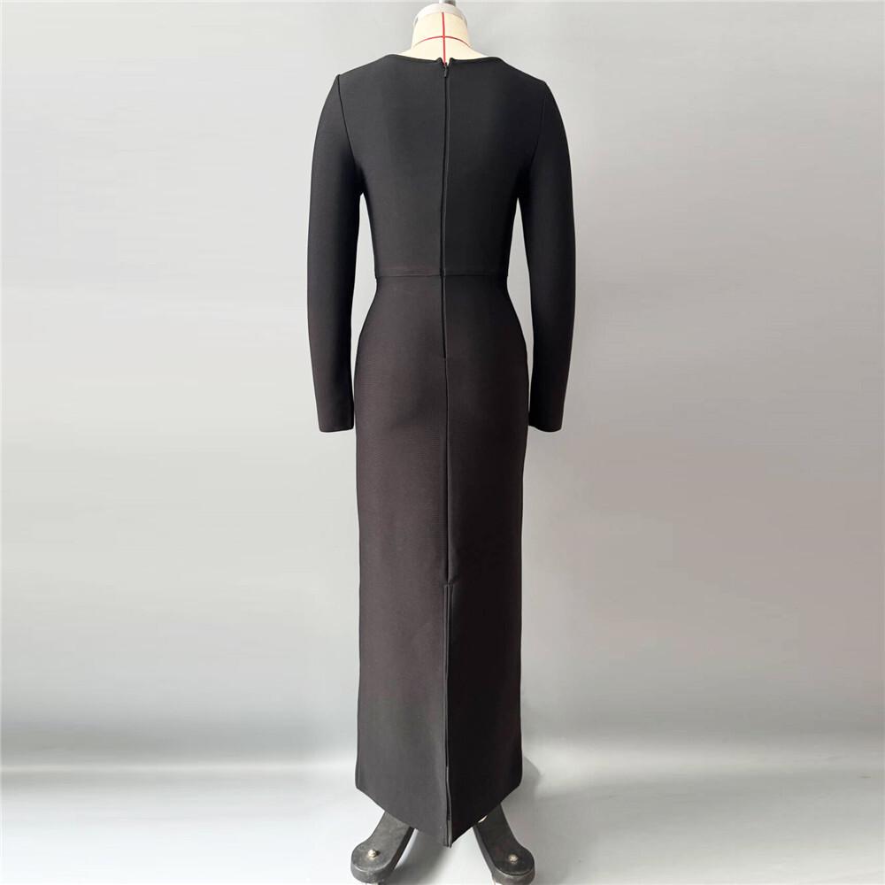 Европейское Банкетное Бандажное Платье Bodycon с Длинным Рукавом, Ручной Вышивки Алмазами