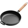 Durable, Nambu Iron Frying Pan with Wooden Handle for Energy Savings and Quick Frying, Compatible with Gas, Induction, and All Heat Sources, Rock Duct