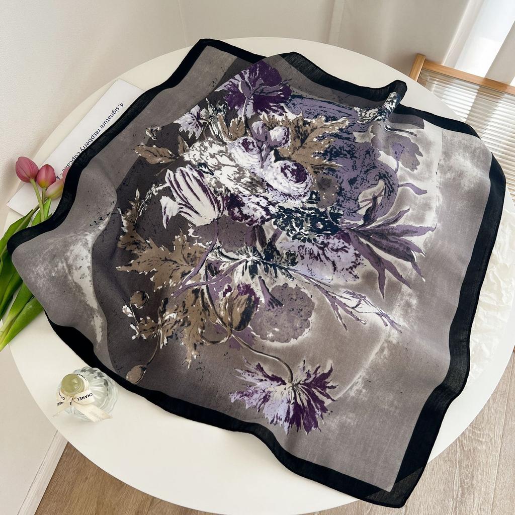 [Silk Scarf Collection] New Silk Scarf Temperament Versatile Velvet Sense Fashion Retro Soft High-end Scarf