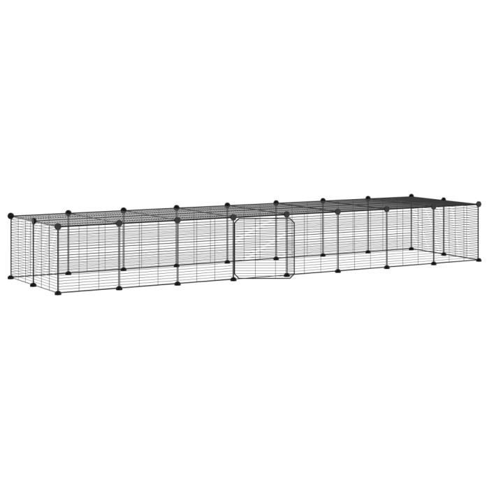 3114060 vidaXL Pet Cage 36 Panels and Door Black 35x35 Cm