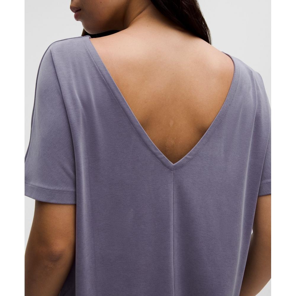 Lululemon Drapey Softstreme Boatneck Short Sleeve Shirt Grape Mist