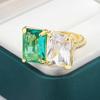 Exquisite  Ring for Women High Quality Shiny Square Green Zircon Ring Stylish Engagement Jewelry Gift