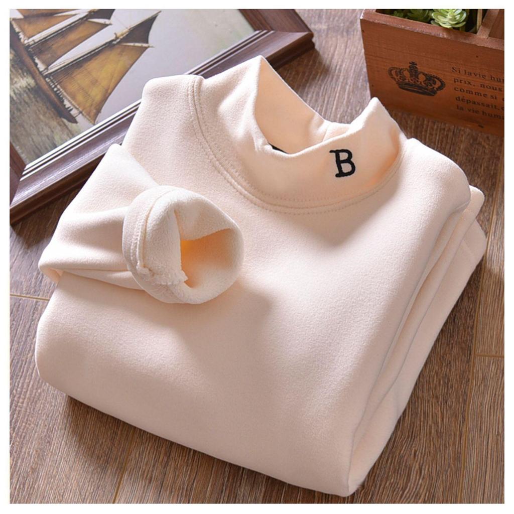 Теплая рубашка из бархата для мальчиков, осень-зима, с полувысоким воротником - утолщенная, однотонная