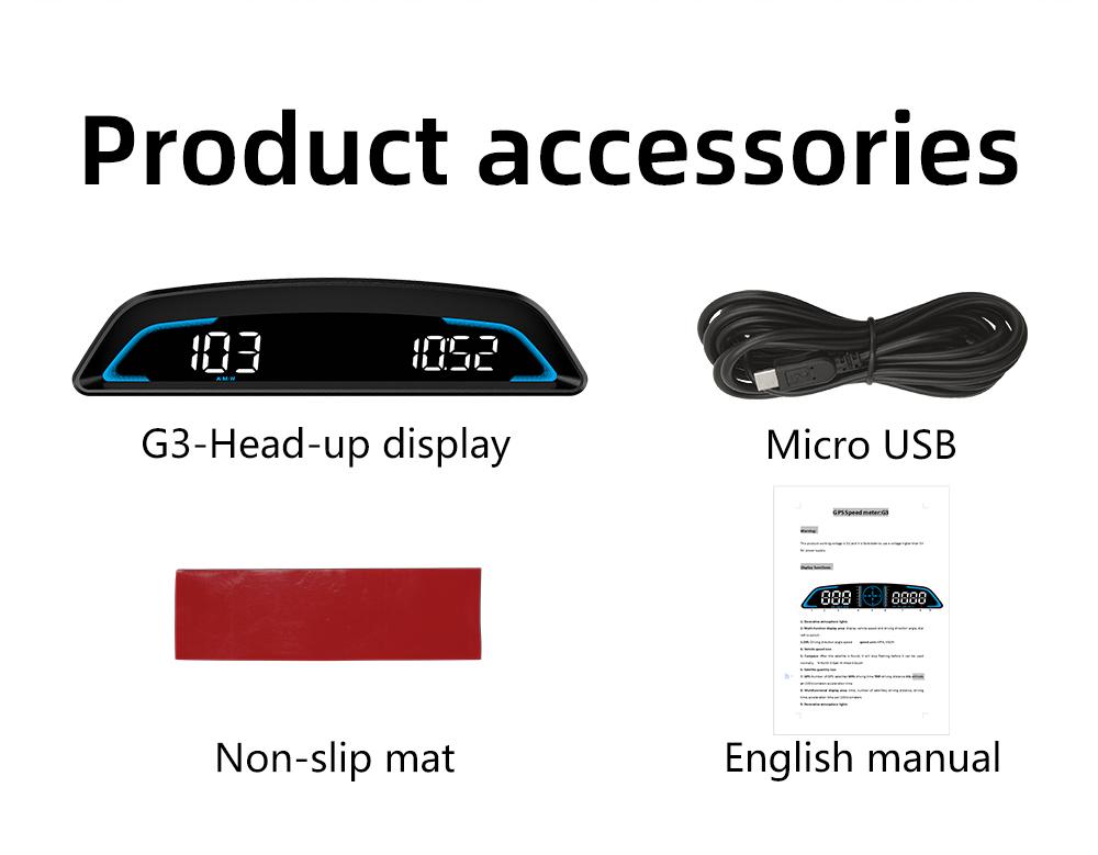 G3 GPS HUD Автомобильный цифровой спидометр Датчик Smart Head Up Display Безопасность Превышение скорости Сигнализация Компас Часы Одометр Подходит для всех автомобилей