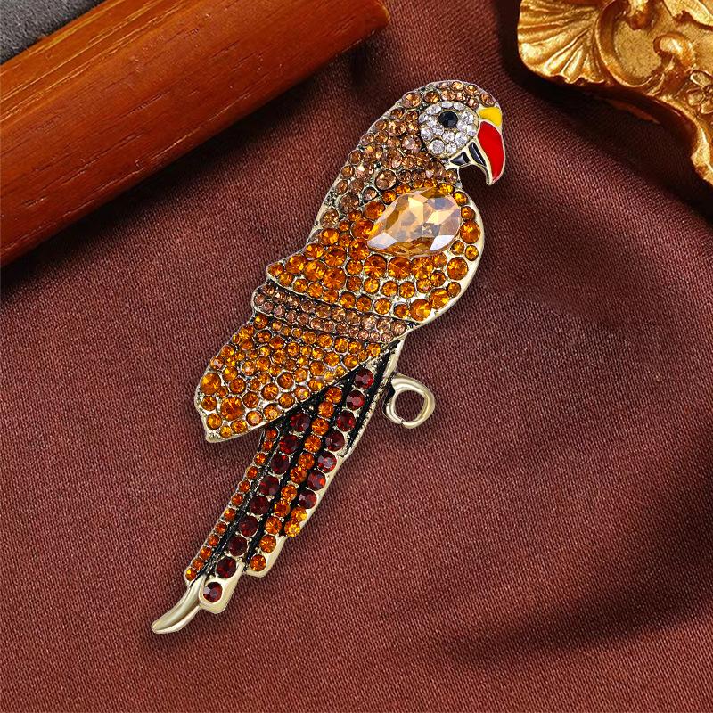 Red Retro Parrot Animal Big Bird Accessories Popular Exaggerated Brooch