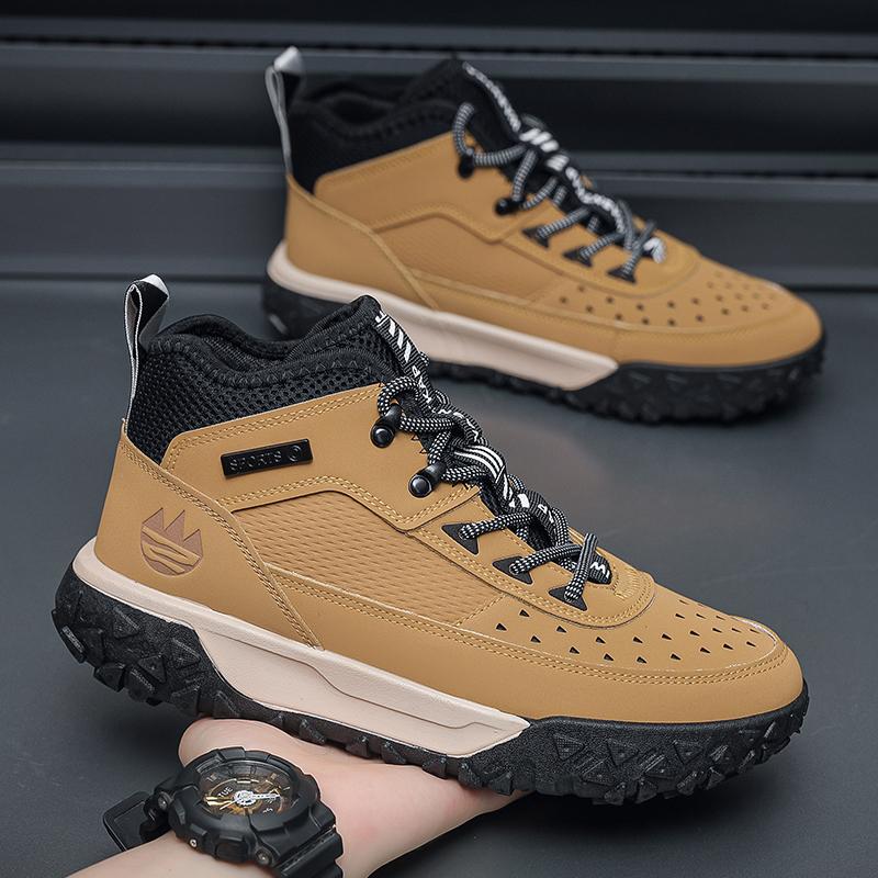 Mens Shoe Security Boots Men Casual Sneakers Booties Man Luxury Shoes High Quality Taco Ankle Boots Work Safety Shoes Brown Boot