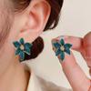 1 Pair Stud Earrings Retro Style Colorful Enamel Flower Shape Ear Studs Shiny Personalized Earrings Jewelry Gift