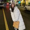 Long Down Jacket Woman Hooded Pure Color Long Sleeve Coat Cotton Overcoat Thick Warm Jackets Casual Female Coat Korean Fashion