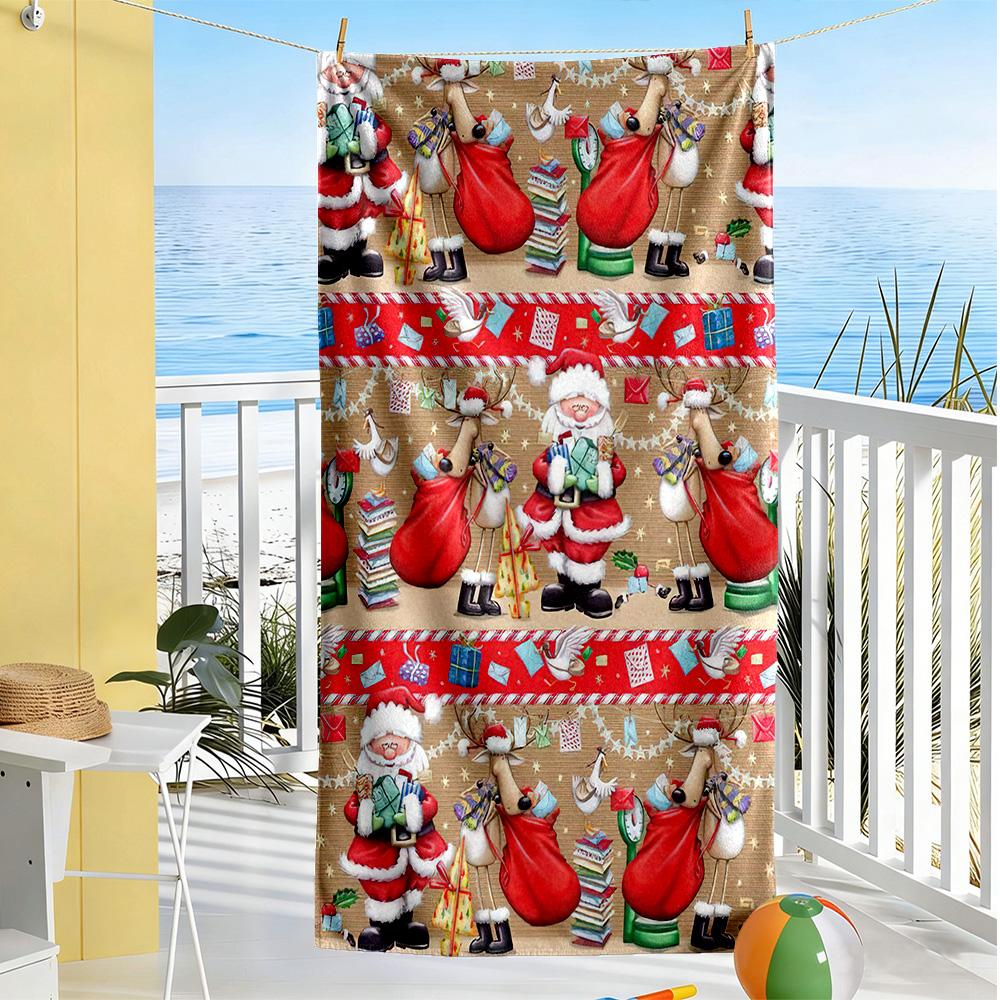 Christmas Beach Towel Quick-Dry Soft Microfiber Comfortable Lightweight