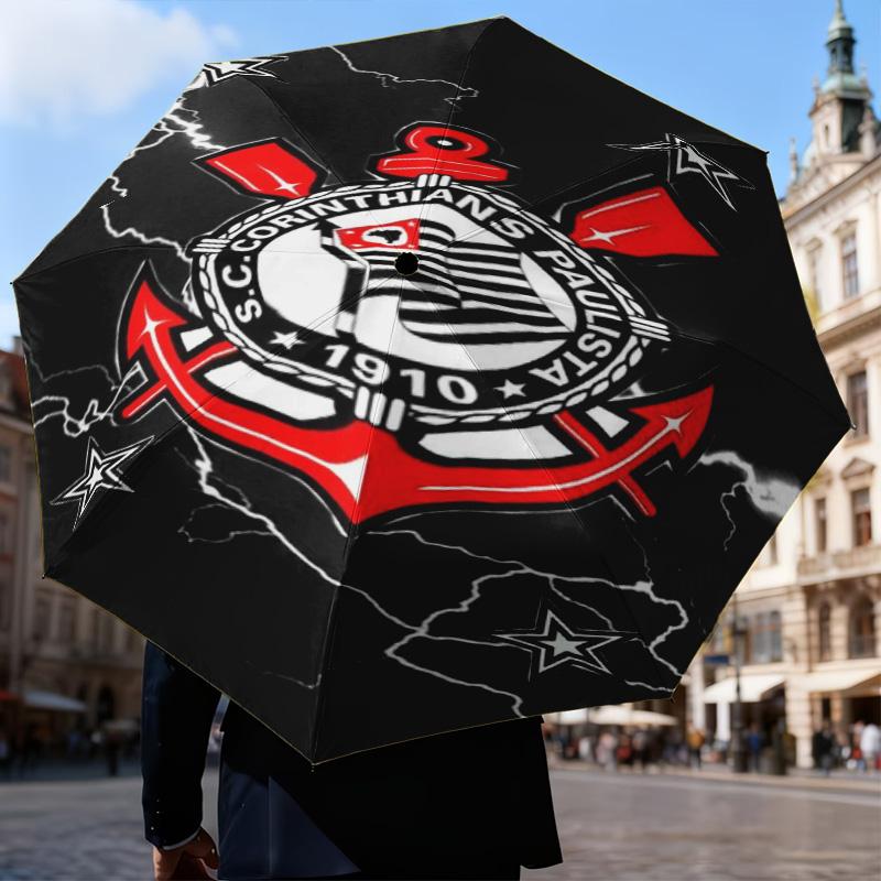 1PC Sport Club Football Crest Printed Umbrella Folding umbrella, automatic umbrella 8-Frame for Travel, camping Fan gifts Christmas Gifts
