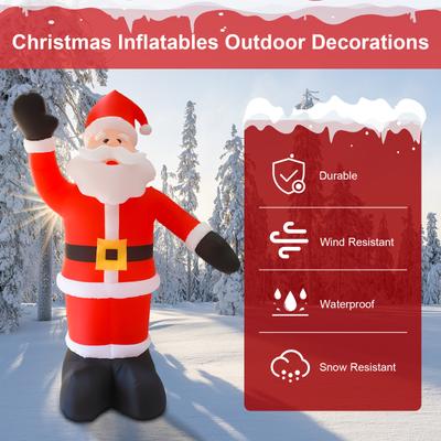 8-футовые высокие рождественские надувные лодки Санта-Клаус, водонепроницаемые, с 9 светодиодами, гигантский надувной Санта-Клаус с подсветкой