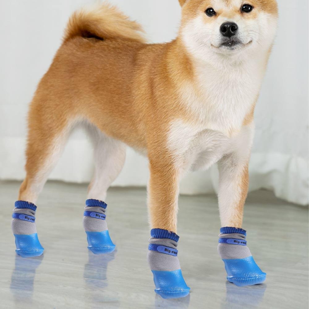 4pcs/set Warm Waterproof Puppy Socks Shoes Non-slip Puppy Scratch-proof Foot Covers Spring