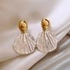 Серьги-ракушки с блестками Серьги-ракушки с белым жемчугом 2024 Цветочные серьги для женщин
