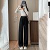 Narrow Wide Leg Pants for Women Spring Autumn Summer High Waist Drape Casual Pleated Straight Ice Silk Pants