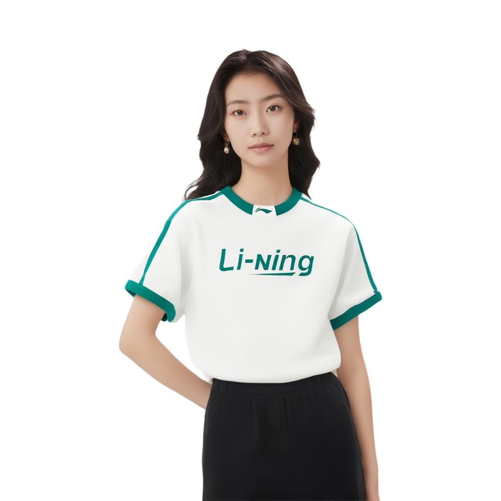Li Ning Серия Спортивный Стиль Жизни Хай Стрит Американский Винтаж Удобный Пуловер с Круглым Вырезом Простая Футболка с Коротким Рукавом Женская Футболка AHSVB44-4