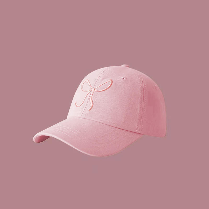 Sweet Bowknot Embroidery Baseball Hat For Women Solid Color Korean Girl Peaked Cap Outdoor Soft Cotton Snapback Sun Visors Hat
