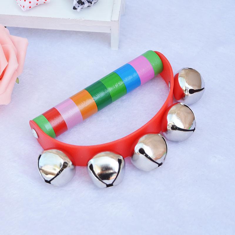Half-Round Wooden Leather Hand Rattle: Orff Music Toy for Infant & Toddler Education