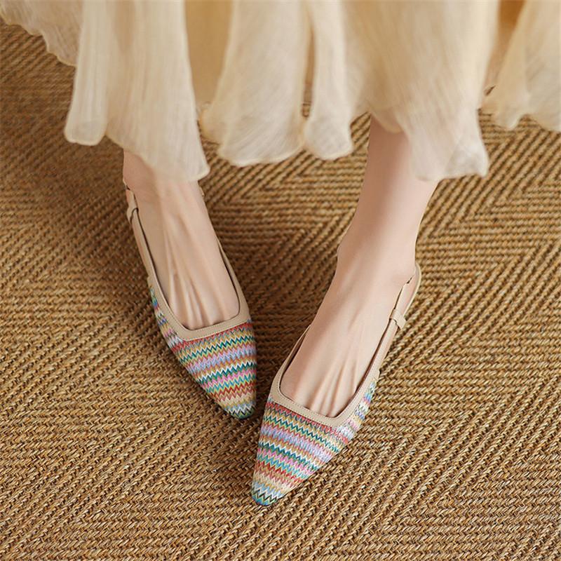 Fashion New Summer Sandals Multicolour Sandals for Women Fashion Square Toe Low Heels Cover Toe Sandals Ladies Shoes Casual Shoes