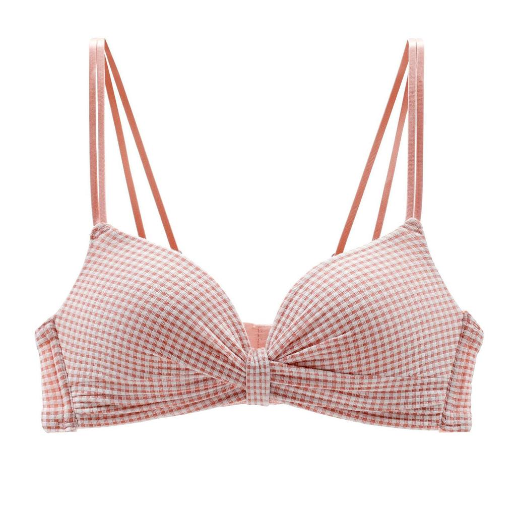 Женский бюстгальтер с клетчатым принтом, пуш-ап, регулируемый плечевой ремень, мягкий бесшовный, без стального кольца, мягкая дышащая задняя застежка, женское интимное нижнее белье