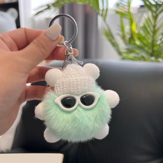 Брелок Мультяшная Кукла в Шляпе Очки Декор Шарм Имитация Кроличьего Меха Брелок для Ключей Ключи Рюкзаки Автомобили Аксессуары