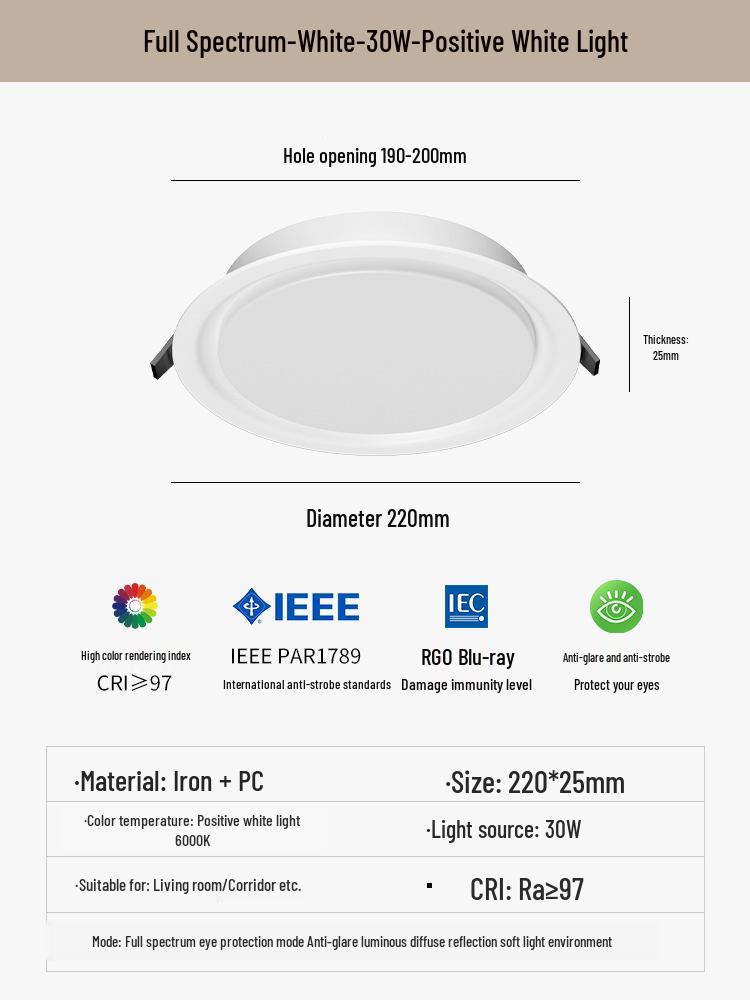 Recessed Ceiling Downlight for Living Room, 5-Inch Cutout, Bullseye Design