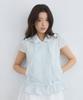 Adaul Sheer Texture Frill Hood Blouson - Ash Blue