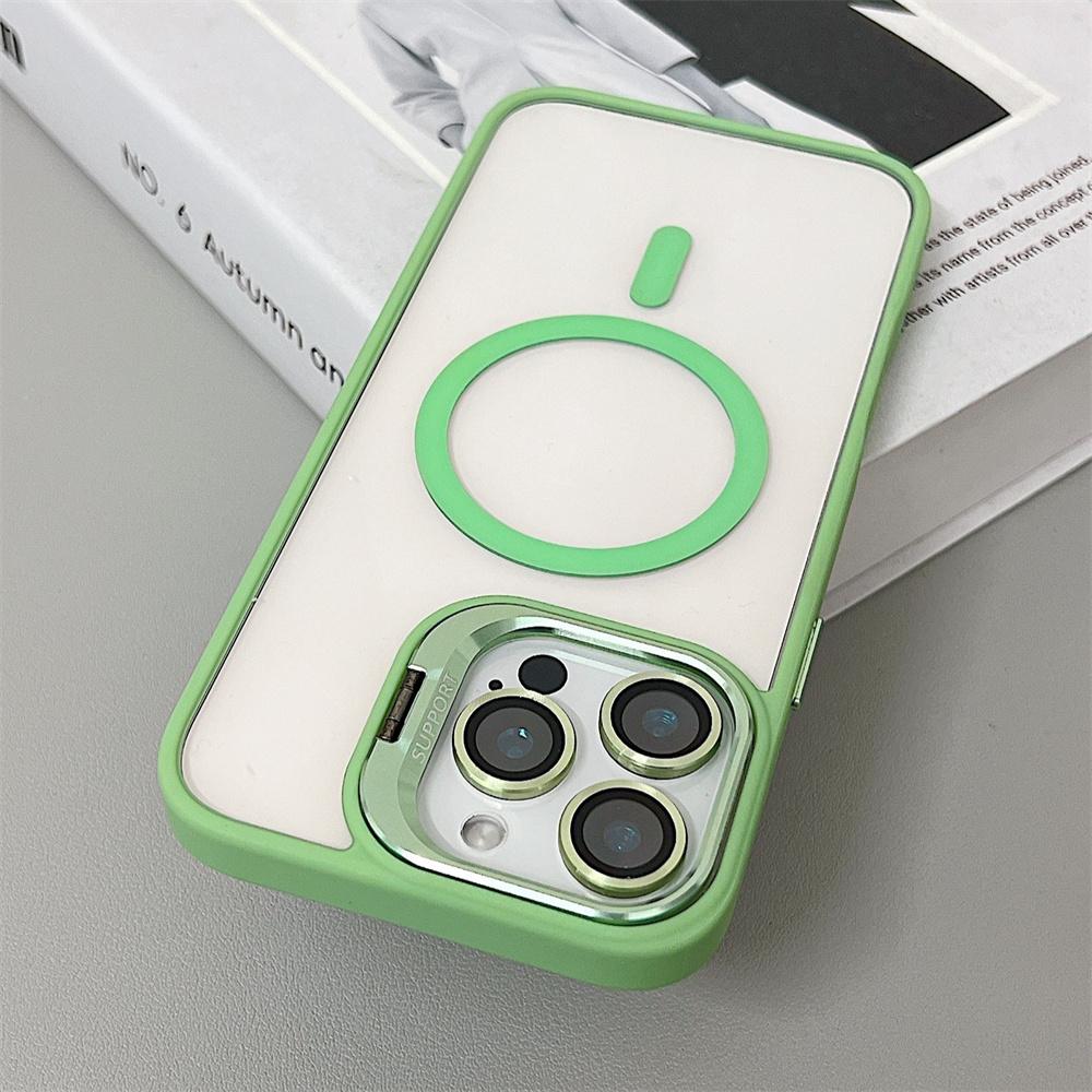 transparent magnetic shockproof phone case For iPhone 16 15 14 13 12 11 Pro Max Plus Magsafe Funda Stand Protection Cover