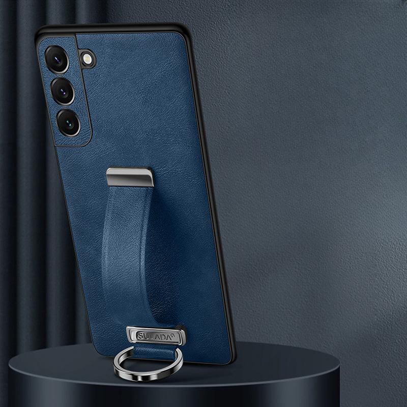 Подходит для чехла для телефона Samsung S25ultra, кольцо, подставка-браслет, противоударный кожаный чехол для бизнеса Samsung S24plus