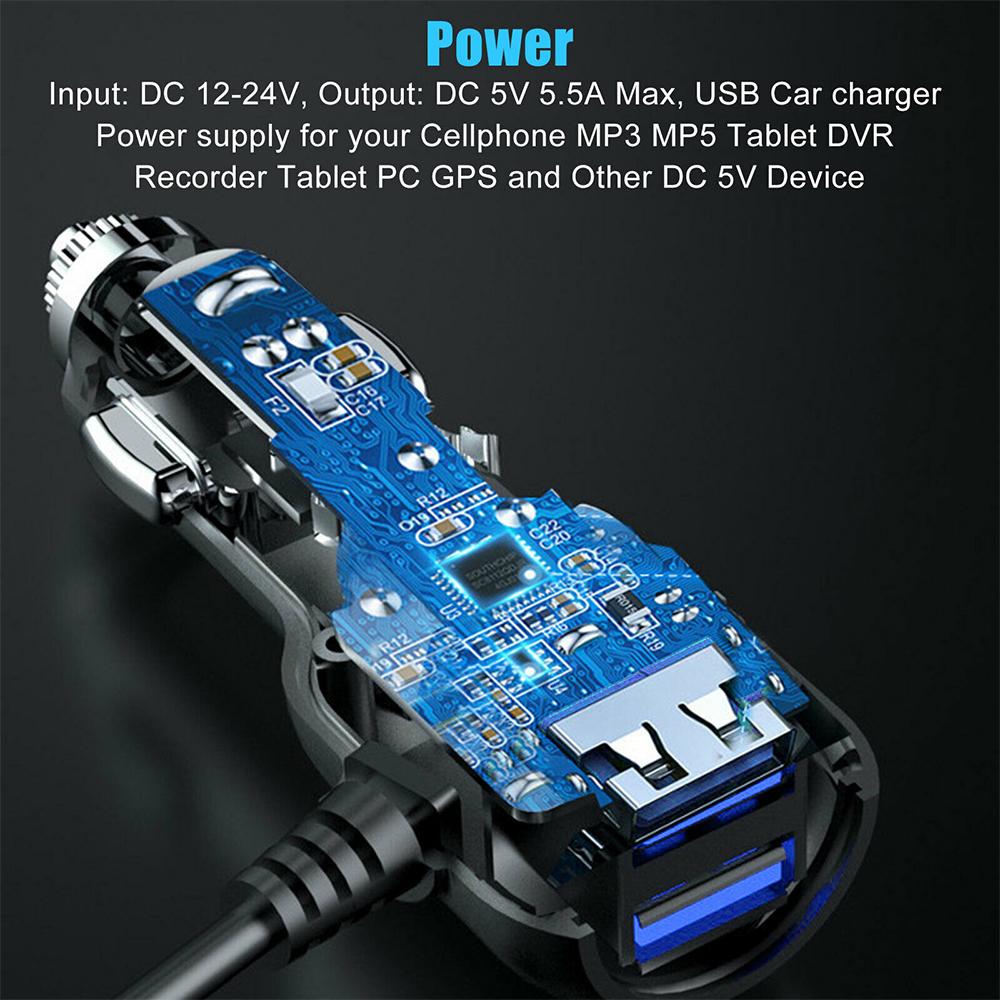 Автомобильное зарядное устройство для видеорегистратора, мини-кабель USB, 5 В, шнур питания для камеры видеорегистратора GPS с 2 USB-портами