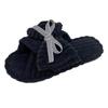 2024 Winter Women's Indoor Casual Slippers Bow Fluffy Shoes Cross Design Slippers Ladies Soft Warm Plush Slippers