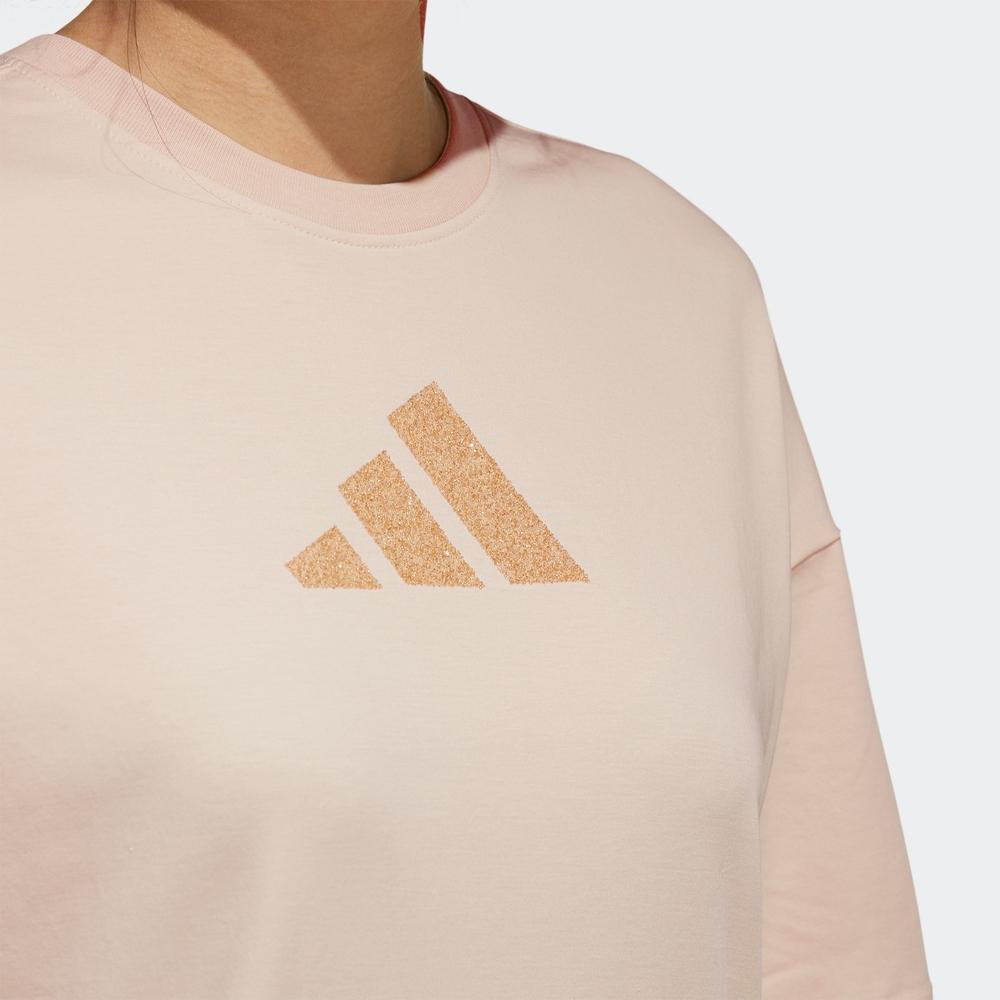 adidas Повседневная дышащая однотонная футболка с коротким рукавом для женщин, топ, светло-розовый H55254
