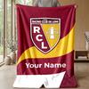 racing club de lens Custom Name Text Flannel Blanket Soccer Logo Personalized Fleece Throw Blanket Special Gift For Sofa Bedroom Home