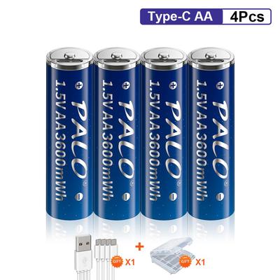 PALO 4/8/12/16/20/24 шт. 3600 мВтч 1,5 В AA USB перезаряжаемая литий-ионная батарея AA литиевые батареи для пульта дистанционного управления игрушечной мышью