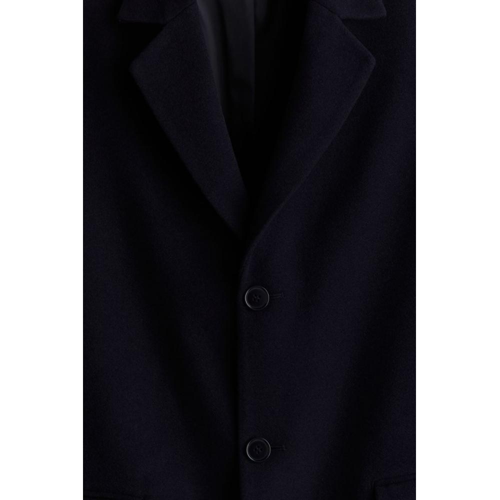 H M Wool Blend Coat Navy Blue