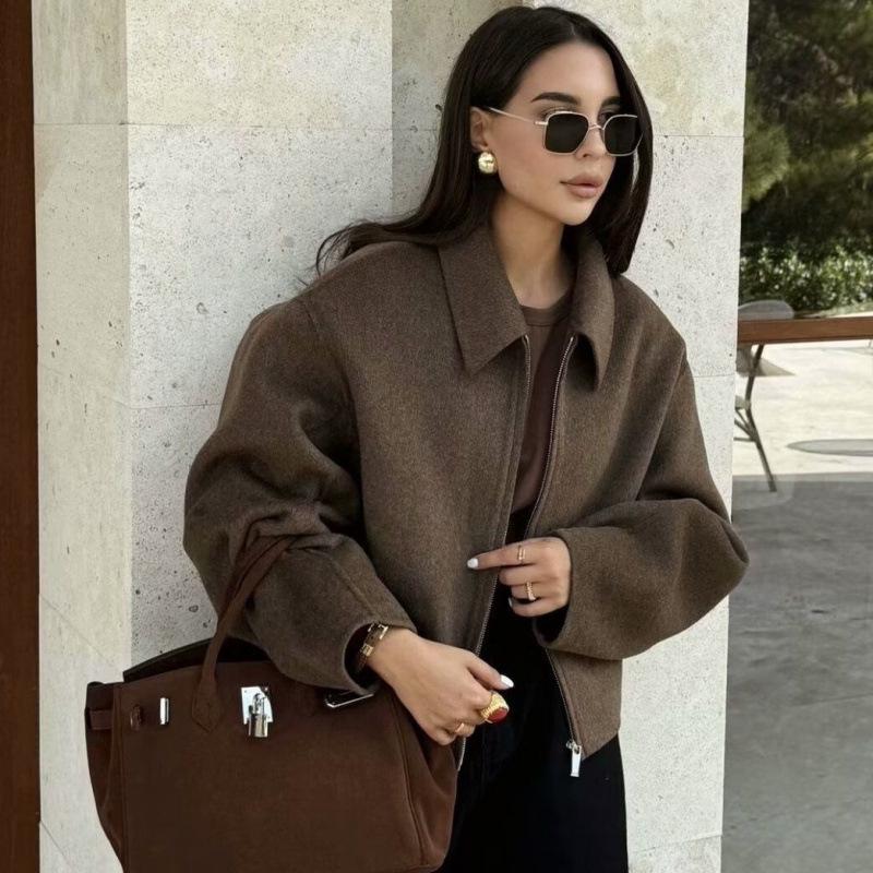 Европейская и американская женская ретро-куртка с лацканами и коротким подолом