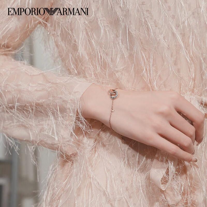 Emporio Armani Браслет Модный, Простой и Стильный Розовое золото Двойное кольцо Алмазный дизайн Нержавеющая сталь Розовое золото F (подходит всем) в оригинальной упаковке