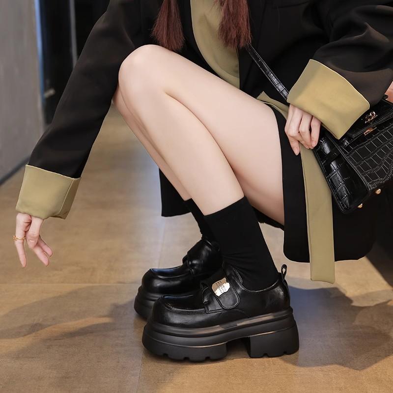 First Layer Cowhide~ Thick-soled Muffin Small Leather Shoes Women's Shoes 2025 New Spring and Summer Versatile Height-increasing High-heeled Loafers