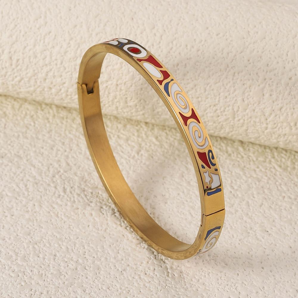Шикарный китайский эмалированный браслет золотого цвета женский браслет на руку этнический цветочный браслет ювелирные изделия подарки