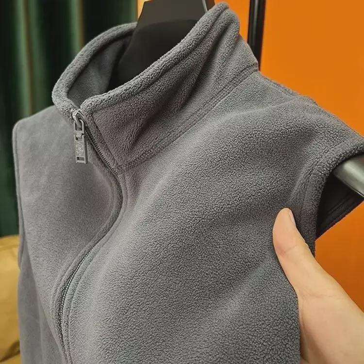 Men's Japanese-Style Polar Fleece Vest - Casual Spring & Autumn Waistcoat