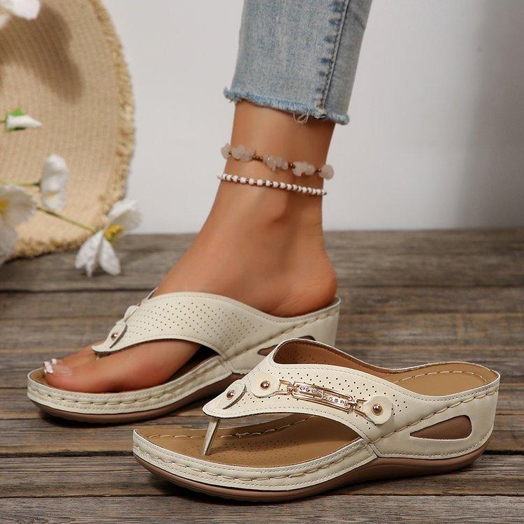Summer Women's Thick Soled Sloping Shoes, High-heeled Sandals, Comfortable, Soft and Lightweight Women's Shoes, and Open Toed Shoes