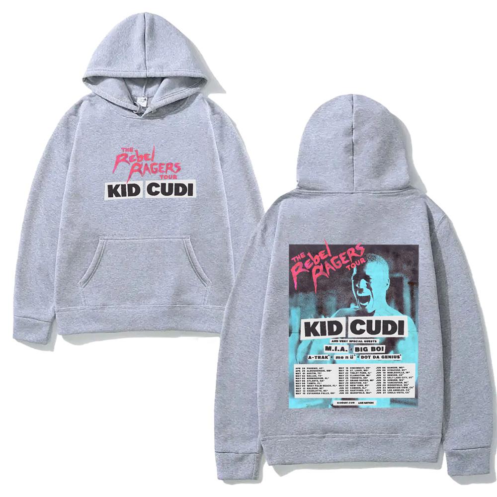 2026 New Print Kid Cudi Tour 2026 Hoodie THE REBEL RAGERS TOUR Harajuku Aesthetic Hoody Classic Soft Punk Hooded Pullovers Fleece